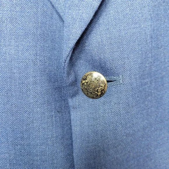 Wall Street Mens 44S Nautical Blue/ Gold Lion 2 Button Sports Coat Blazer Jacket - Picture 5 of 12